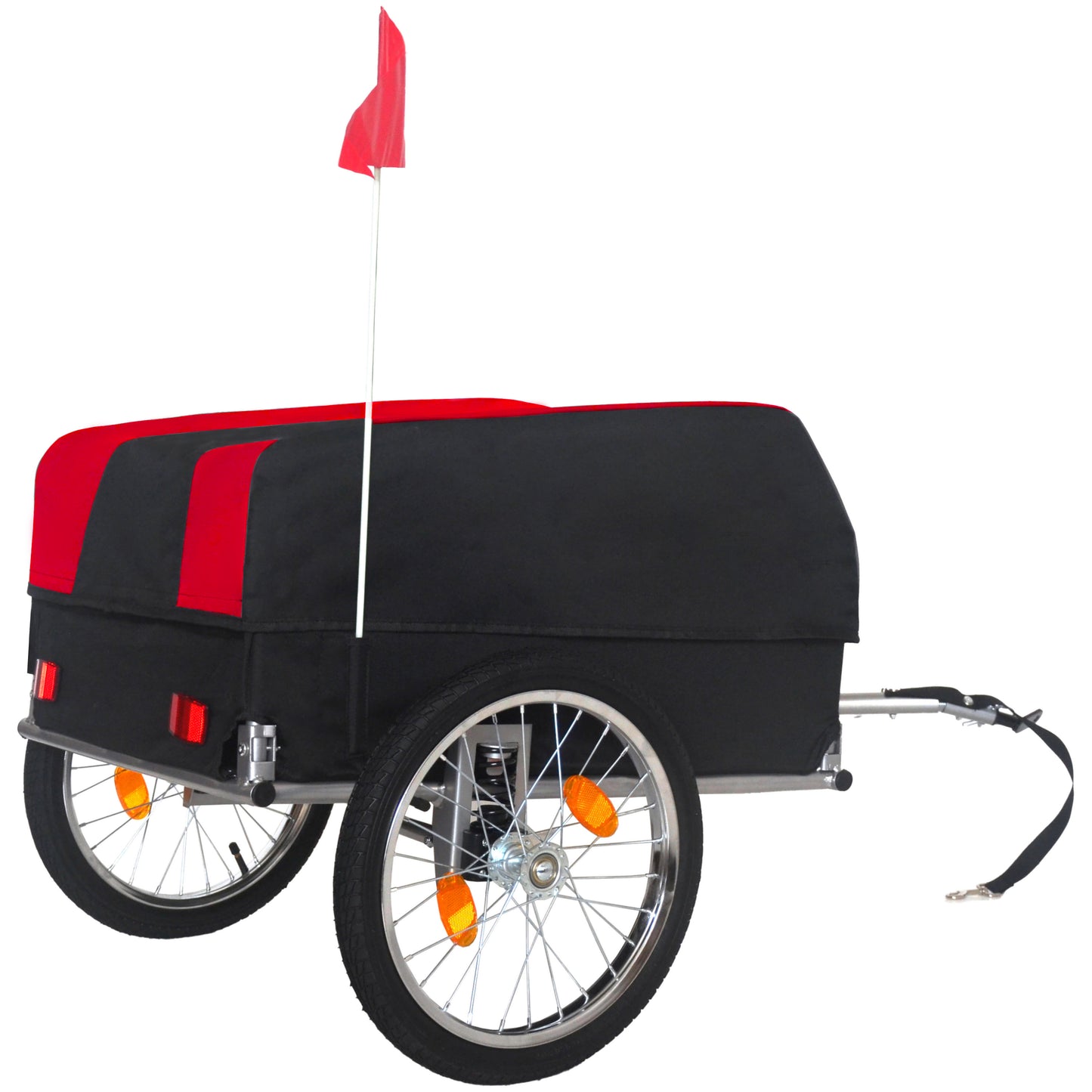 Heavy- Duty Bike Cargo Trailer With Removable Waterproof Cover - 88 Lbs Capacity 16 All- Terrain Wheels & Foldable Design For Camping Groceries Red Black