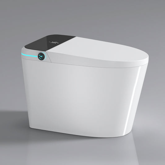 Modern Smart Toilet With Bidet Seat Built-in, Intelligent Toilet Auto Open Close Seat, Foot Sensor, LED Display,Night Light, Warm Water & Dryer,White