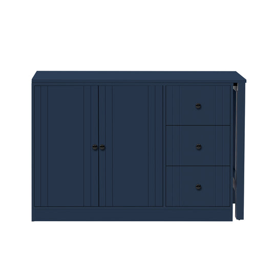 U STYLE 89.7 Wooden Sideboard With Extendable Table Multifunctional Storage Cabinet With 2 Doors And 3 Drawers For Living Room Study Foyer And Kitchen