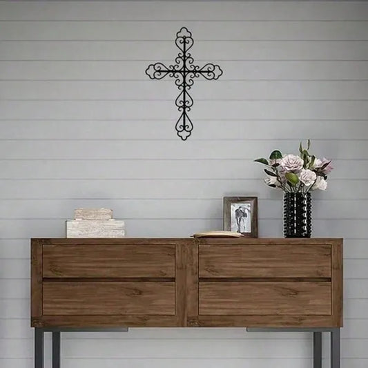 CIFbuy Metal Baked Paint Hollowed Cross Wall Art Christian Religious Home Decor - TikTok, Temu Pickup