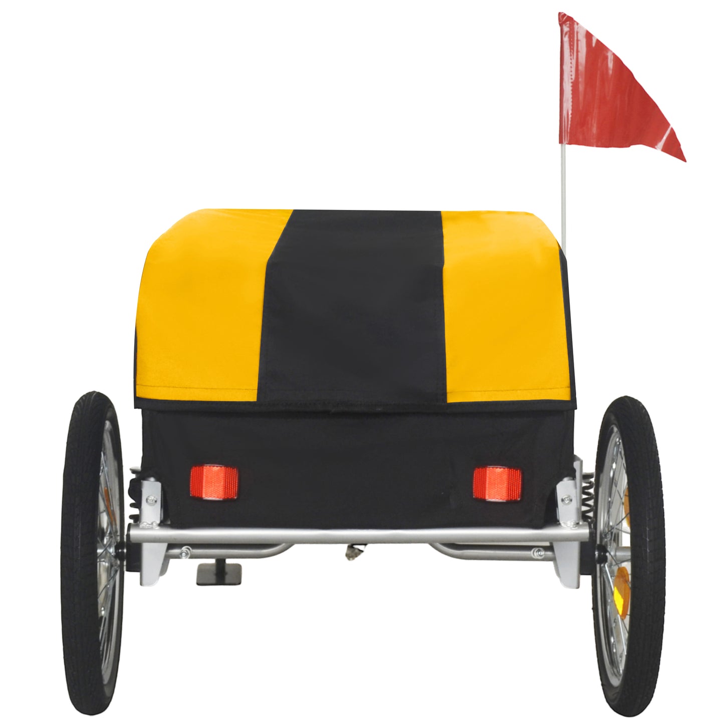 Heavy- Duty Bike Cargo Trailer With Removable Waterproof Cover- 8 Lbs Capacity 16 All- Terrain Wheels & Foldable Design For Camping Groceries Yellow Black