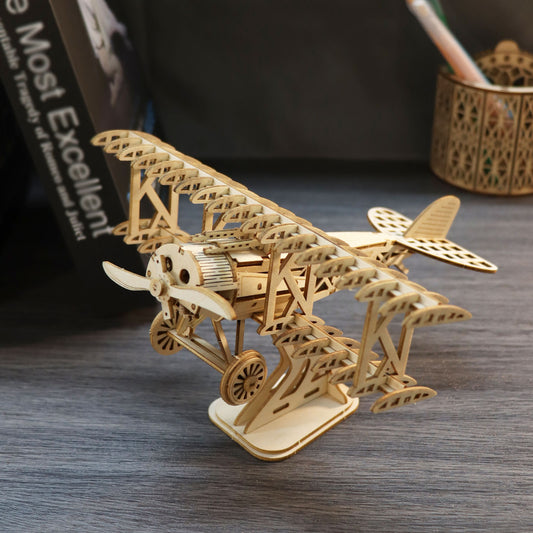 Sales Are Prohibited On The TEMU And SHEIN - 3D Wooden Puzzle Wood DIY Craft Bi-Plane Model Kits Handmade Gifts