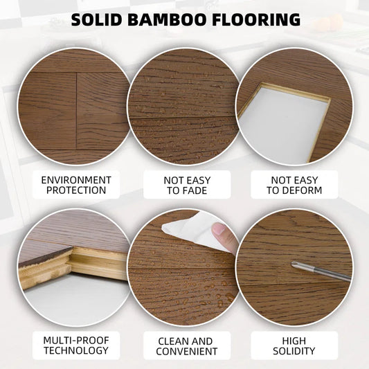 JEEDESON 40.15 Inches Long X 5.11 Inches Wide X 0.6 Inches Thick Walnut-colored Prefinished Solid Bamboo Flooring, Tongue And Groove Connection, 20 Sq Ft Per Box,14 Pieces