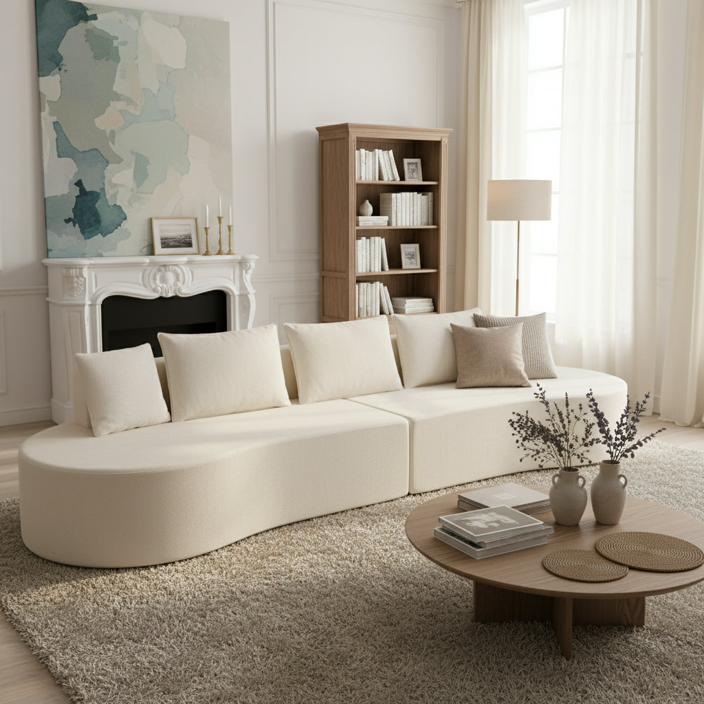 138.6 Modern Curved Modular Sectional Sofa With High-Density Fully Compressed Sponge, 2-Piece Set, Fully Assembled Left Right Hand Facing, Perfect For Living Room, Lounge