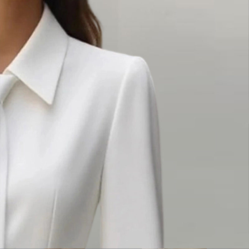 Women's Elegant Solid Color Belted Tie-Neck Office & Formal Occasions, Long Sleeve Spring Summer Midi Dress