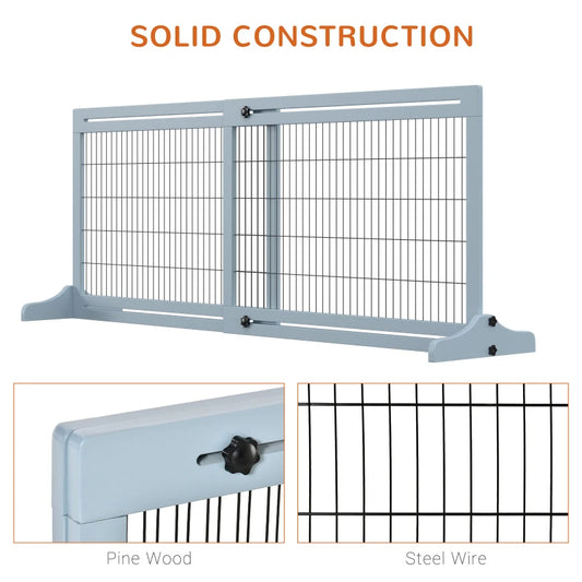 Extra Wide Freestanding Pet Gate With Adjustable Length Dog