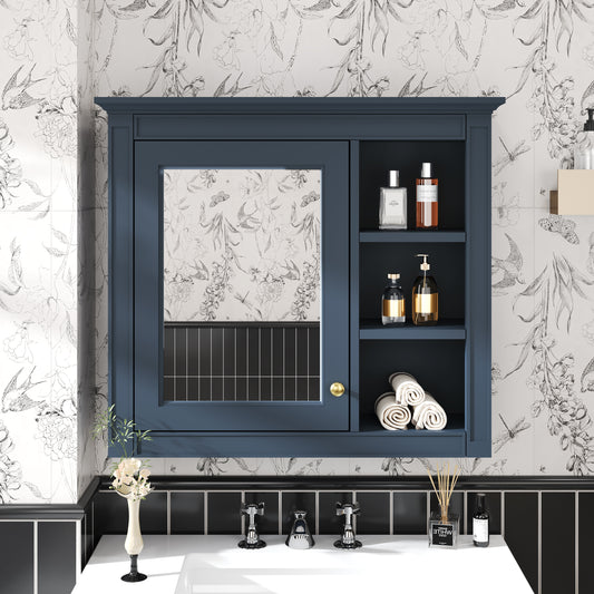 30 X 28 Medicine Cabinet, Wall Mounted Bathroom Storage Cabinet, Modern Bathroom Wall Cabinet With Mirror,Medicine Cabinet, Mirror Cabinet With 3 Open Shelves Not Include Bathroom Vanity