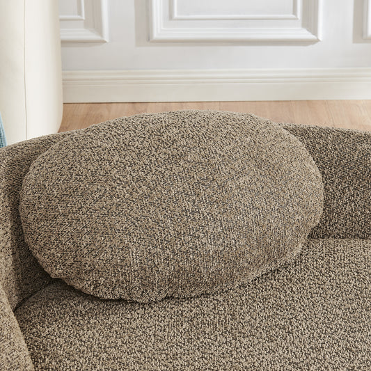 Modern Oval Single Lazy Sofa Chair With Integrated Backrest, Side Armrest And Pillow, Compact Space-Saving Lounge Chair For Living Room Bedroom-Brown