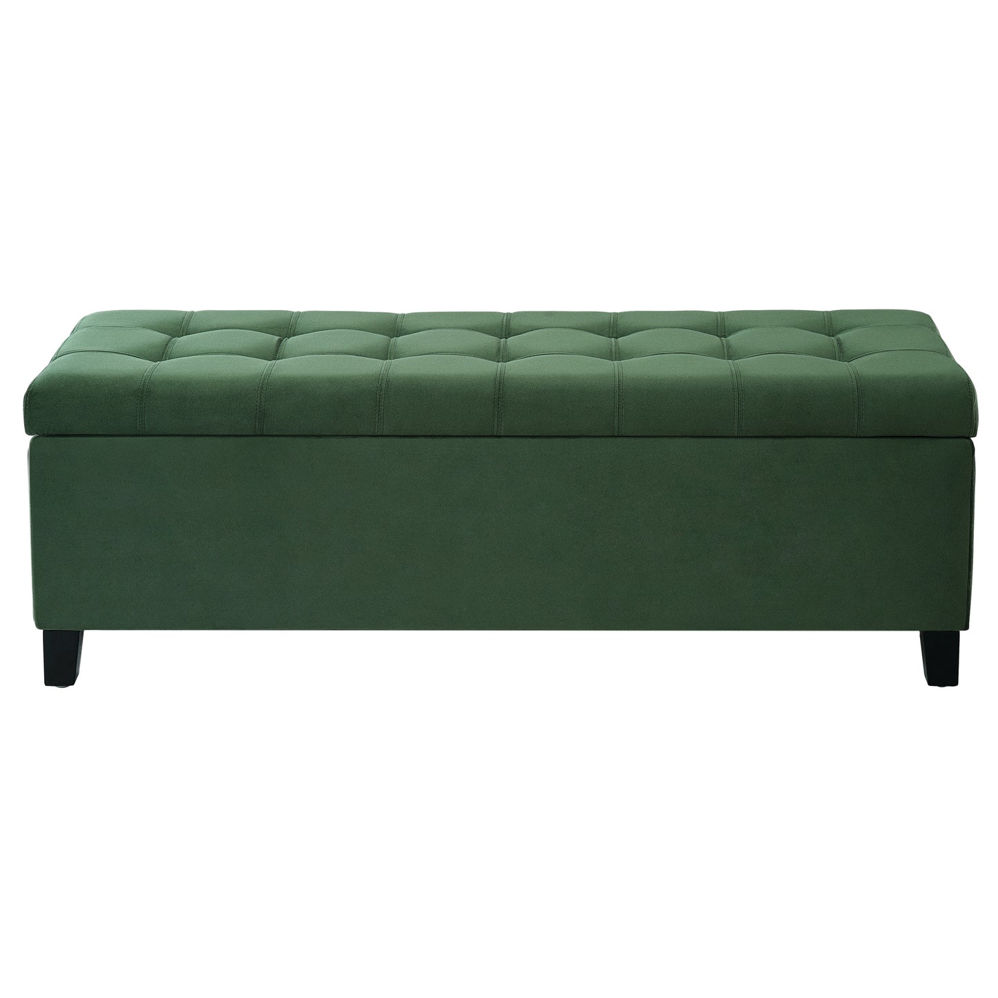 Upholstered Storage Ottoman Bench, Entryway Bench, End Of Bed Bench, Ottoman Foot Rest For Bedroom, Retro Green, 300lbs