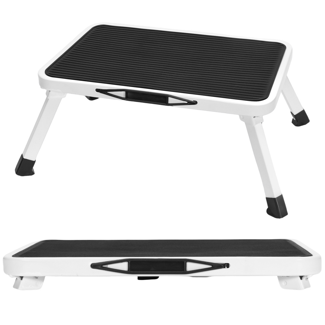Foldable Stool, Anti-slip Platform And Rubber Feet, 330-pound Capacity Sturdy Metal Foldable Stool