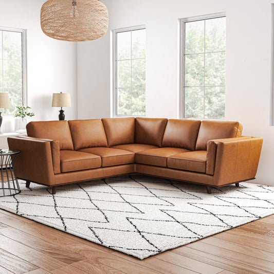 Erman Tan Leather Corner Sofa