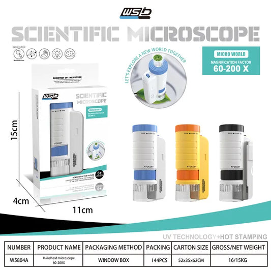 Children's Handheld Microscope Optical HD Portable Microscope, Microscope With LED Light, Biological Education Science Experiment Toy Gift - Black