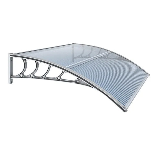 Awning For Door Entrance Window, 38x40 Inch Window Canopy Exterior, UV Rain Snow Protection For House Porch Patio Deck, Gray Bracket & Gray Blue Board