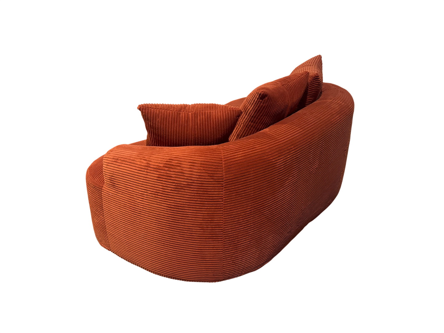 65.35 Curved Loveseat Sofa With Pocket Spring Cushions For Soft Seating, Small Space Couch With 3 Throw Pillows, No Assembly Needed, Red Orange