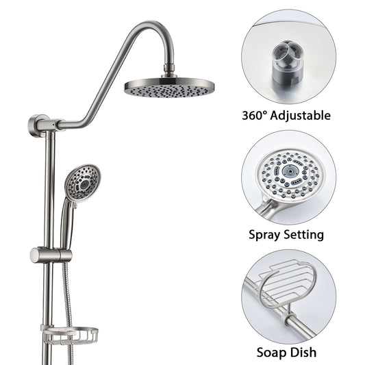 Shower Head With Handheld Shower System With 8 Rain Shower Head With Tub Spout Rough-in Valve Included
