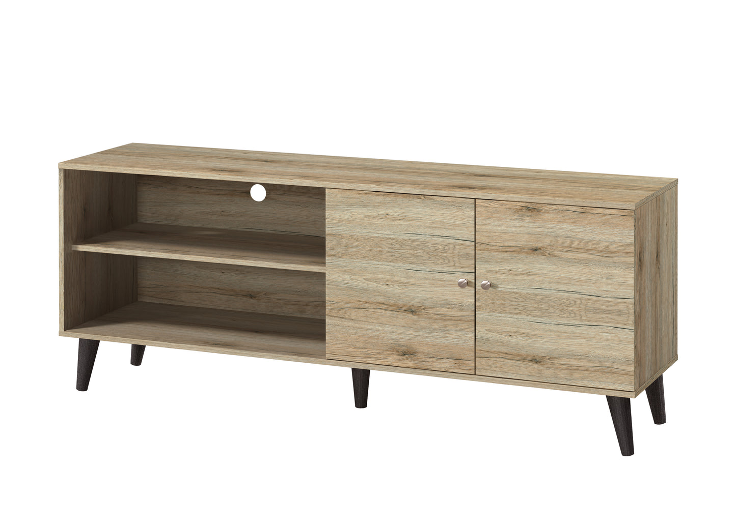 Amidon TV Stand For TVs Up To 63 , With 2 Storage Shelves& 1 Cabinet, Modern Entertainment Centre For TV In Living Room In Oak