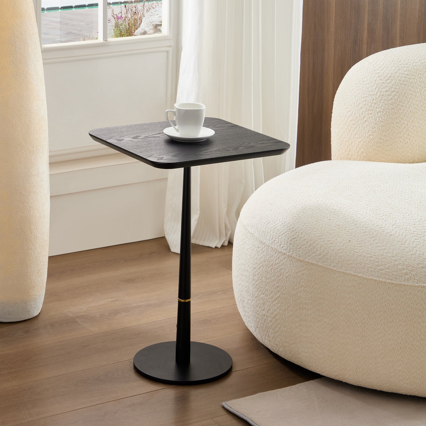 MDF With Metal Feet, Square, Located In Living Space And Lounge Area, Coffee Table, Computer Desk, Black, 15.74D X23.77H