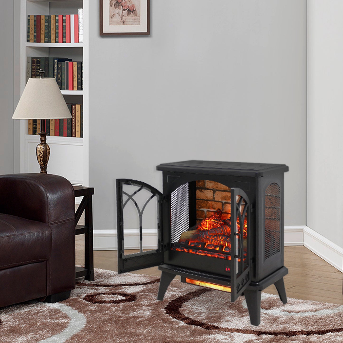 24 Inch 3D Flame Electric Infrared Quartz Fireplace Stove With Remote Control