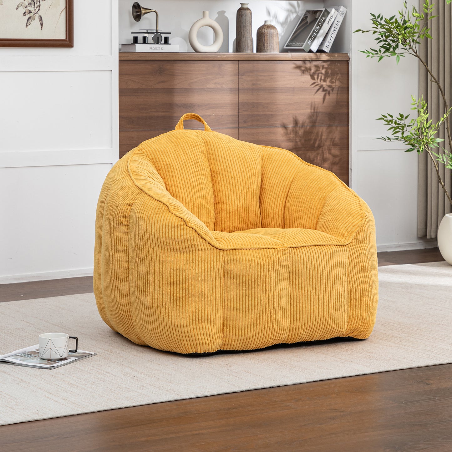 Giant Bean Bag Chair Sofa For Adults Teens, Comfy Corduroy Large Bean Bag Chairs With Armrests For Bedroom Living Room, BeanBag Lazy Sofa Couch Chairs With Filler Included