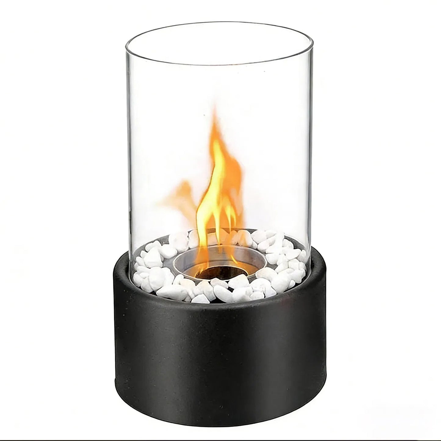 Round Glass Large Tabletop Fireplace 11inch H Portable Fire Bowl Pot Clean Burning Fireplace For Indoor Outdoor Patio Parties Events