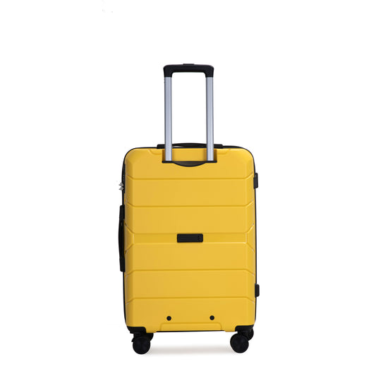Hardshell Suitcase Spinner Wheels PP Luggage Sets Lightweight Durable Suitcase With TSA Lock,3-Piece Set 20 24 28 ,Yellow