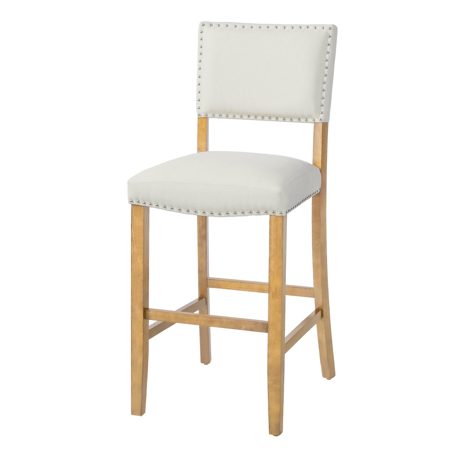 Barstools With Rivet Decoration Set Of 2 , Wood Frame,fabric Sponge Cushion And Upholstered Barstools, Bar Chairs For Kitchen Island,Bedroom,Dining Room.