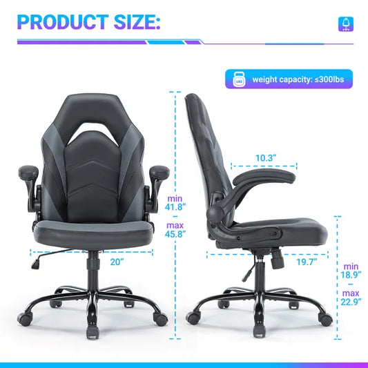 Ergonomic Office Computer Home Gaming Desk Chair Adjustable PU Leather Racing Chair Flip-up Armrest For Christmas Furniture