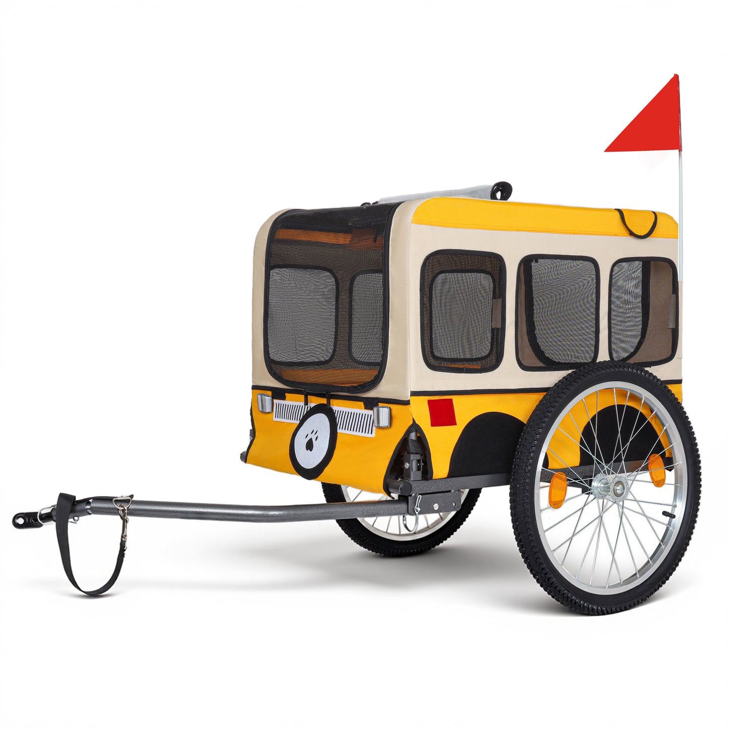 Large Folding Bike Trailer For Dogs - 20x2 1 8 Inches Wheels, Heavy-Duty Steel Frame, Spacious Design, All-Terrain Cycling, Jogging & Camping Adventure, Yellow