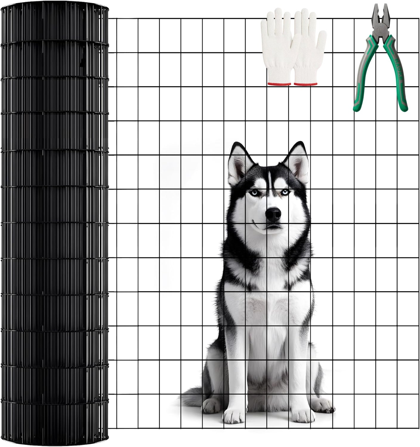 48 INCH X50 FT Black Vinyl-coated Metal Mesh, 16 Gauge 2 3 Inch Black PVC Metal Mesh, Black Welded Wire Mesh Support, Poultry Cage Protective Fence