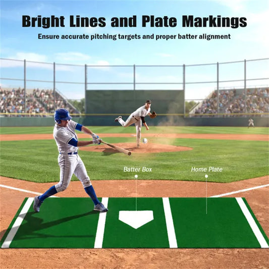 10ft X 3ft Softball Pitching Mat With Artificial Turf, Indoor & Outdoor Training Aid For Pitching Practice -Green