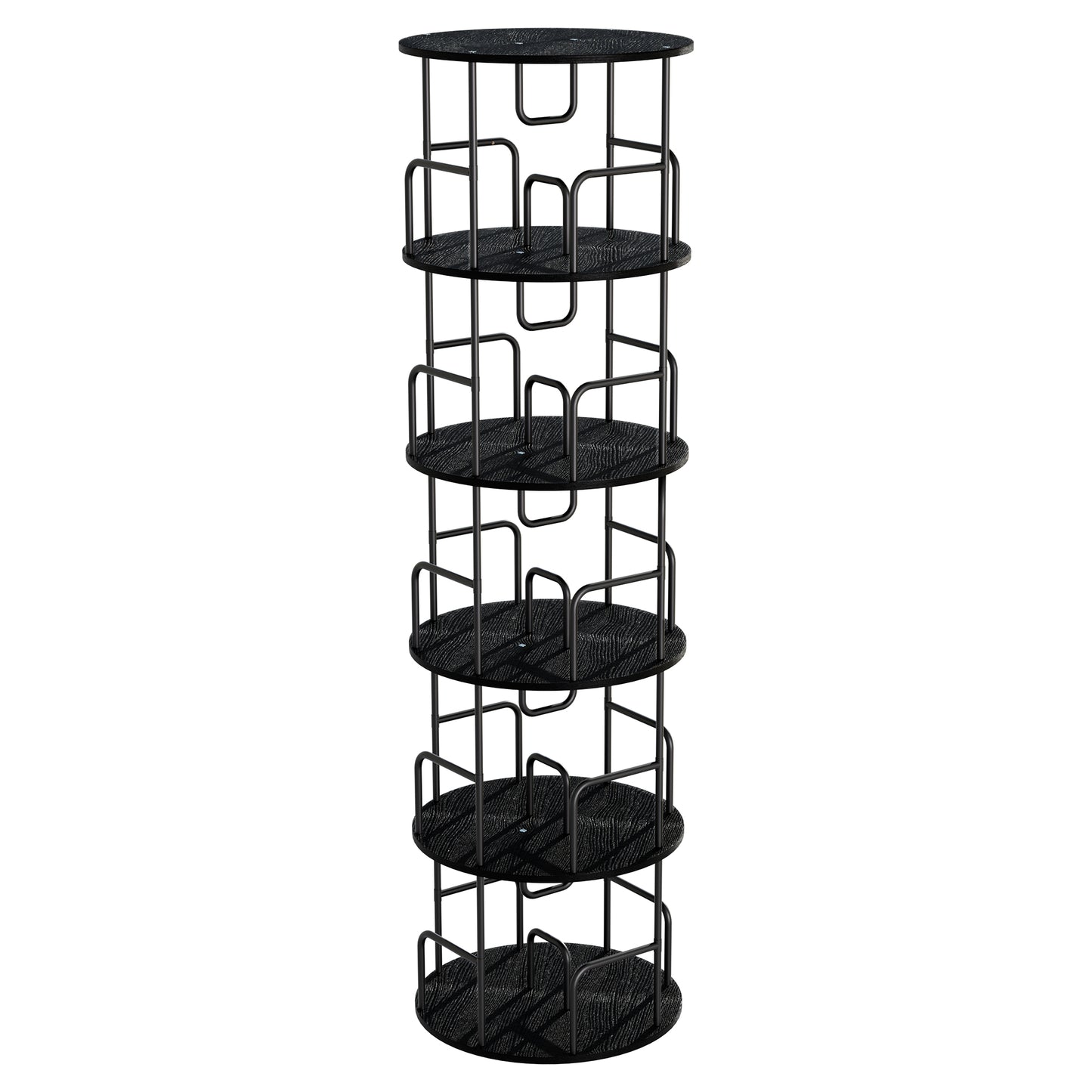 Rotating Bookshelf Tower 5 Tier Spinning Bookcase Revolving 360 Book Shelf Narrow Tall Bookcase Vertical Turning Round Storage Bookshelf Book Shelf Organizer For Bedroom Living Room Black