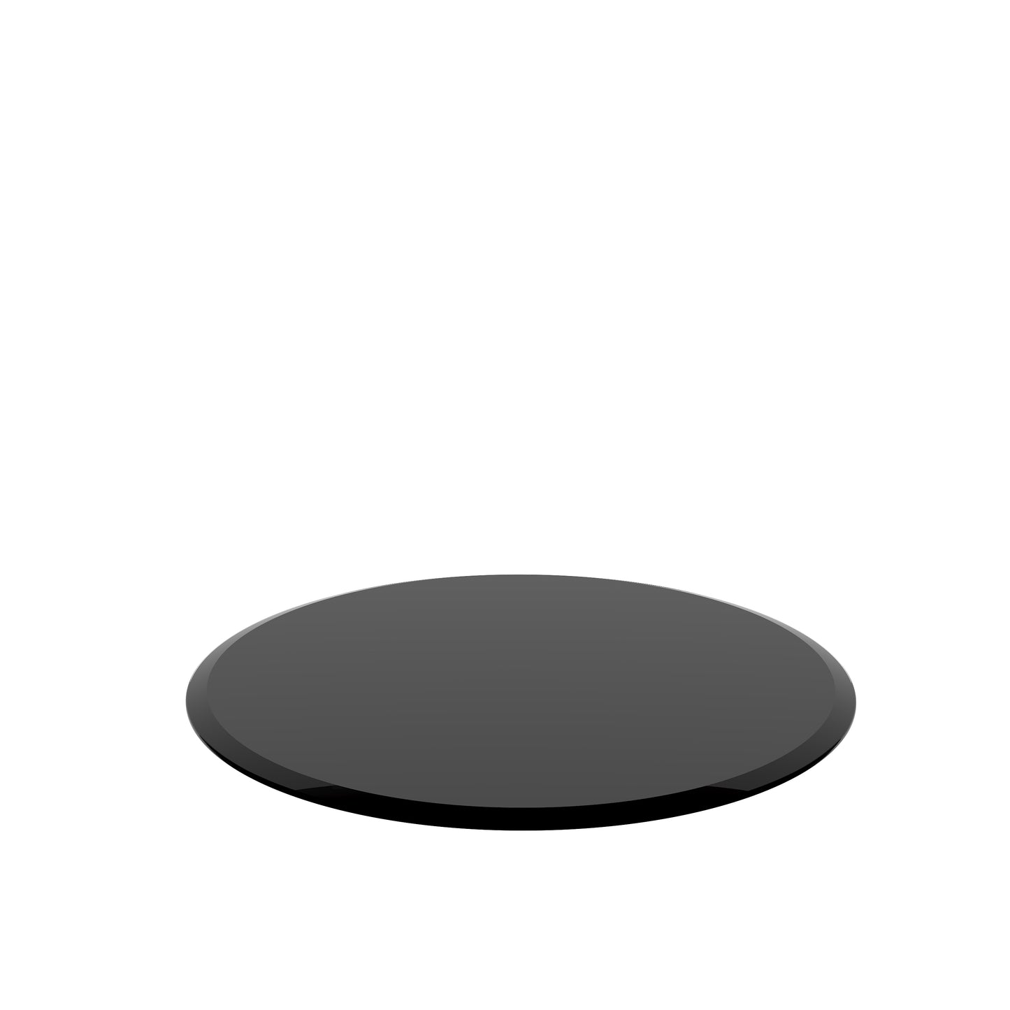 24 Inch Round Tempered Glass Table Top Black Glass 2-5 Inch Thick Beveled Polished Edge