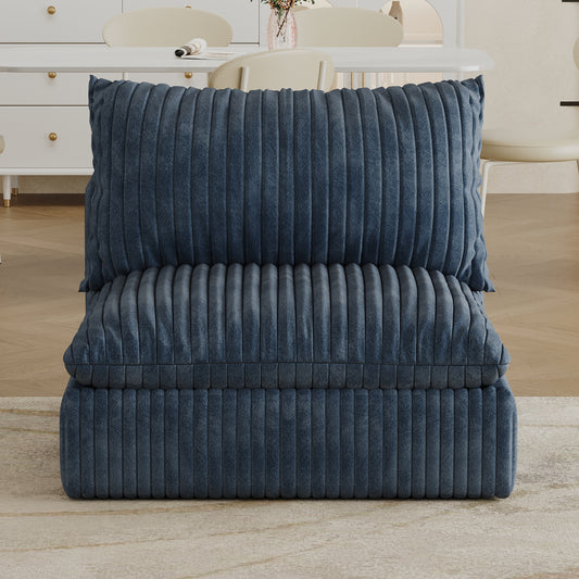 Cloud Sofa,Corduroy Fabric,Deep Seat Couches,Double-layer Design,Removable Cushion,No Assembly, DIY Combination For Living Room, Bedroom,Conference Room ,Apartment,Blue