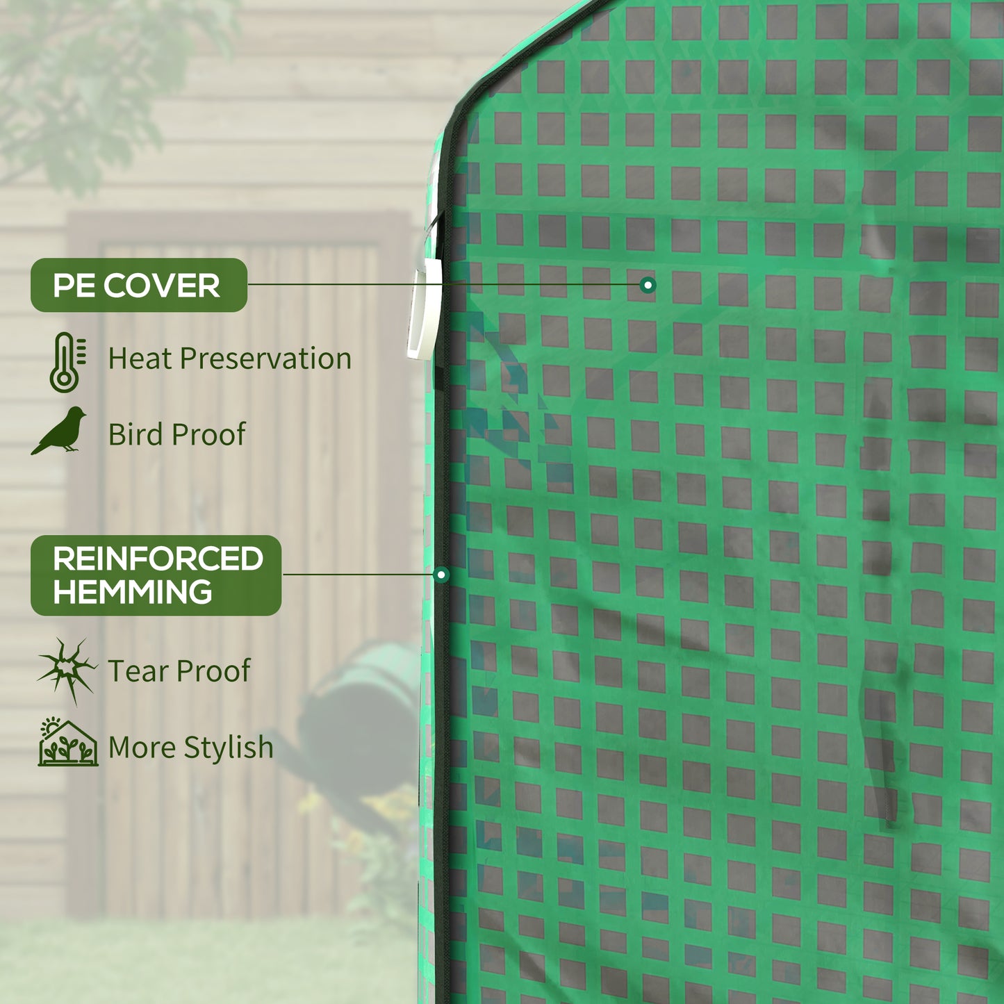 01-0472 Replacement Cover, 55" X 56.25" X 74.75" Walk-in Greenhouse Cover Reinforced Anti-Tear PE Hot House Cover, Green