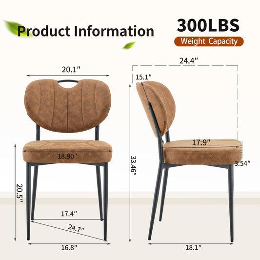 Dining Chairs Set Of 2, Comfort-Touch Tech Fabric Upholstered Dining Room Chairs, High-Resilience Sponge Padding, Metal Legs With Spray Coating Finish Light Brown, Set Of 2