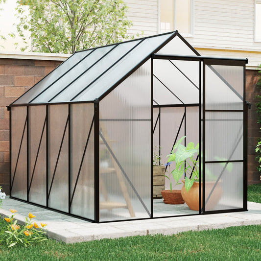 6x8 FT Polycarbonate Greenhouse Raised Base And Anchor Aluminum Heavy Duty Walk-in Greenhouses For Outdoor Backyard In All Season
