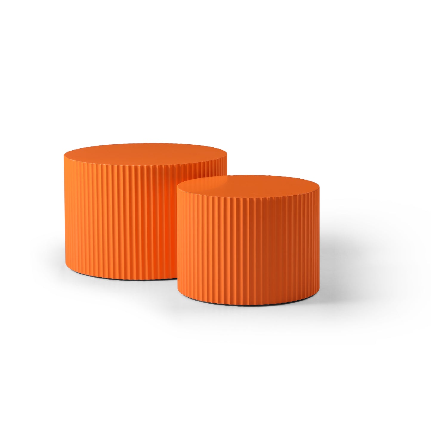MDF Nesting Table Set Of 2,Handcraft Round Coffee Table For Living Room Leisure Area, Orange