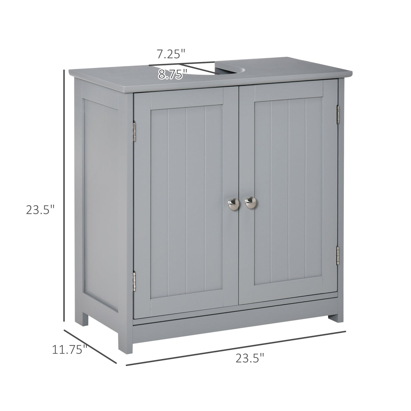 Bathroom Vanities, Bathroom Sink Cabinets With U-Shape Cut-Out And Adjustable Internal Shelf, Gray