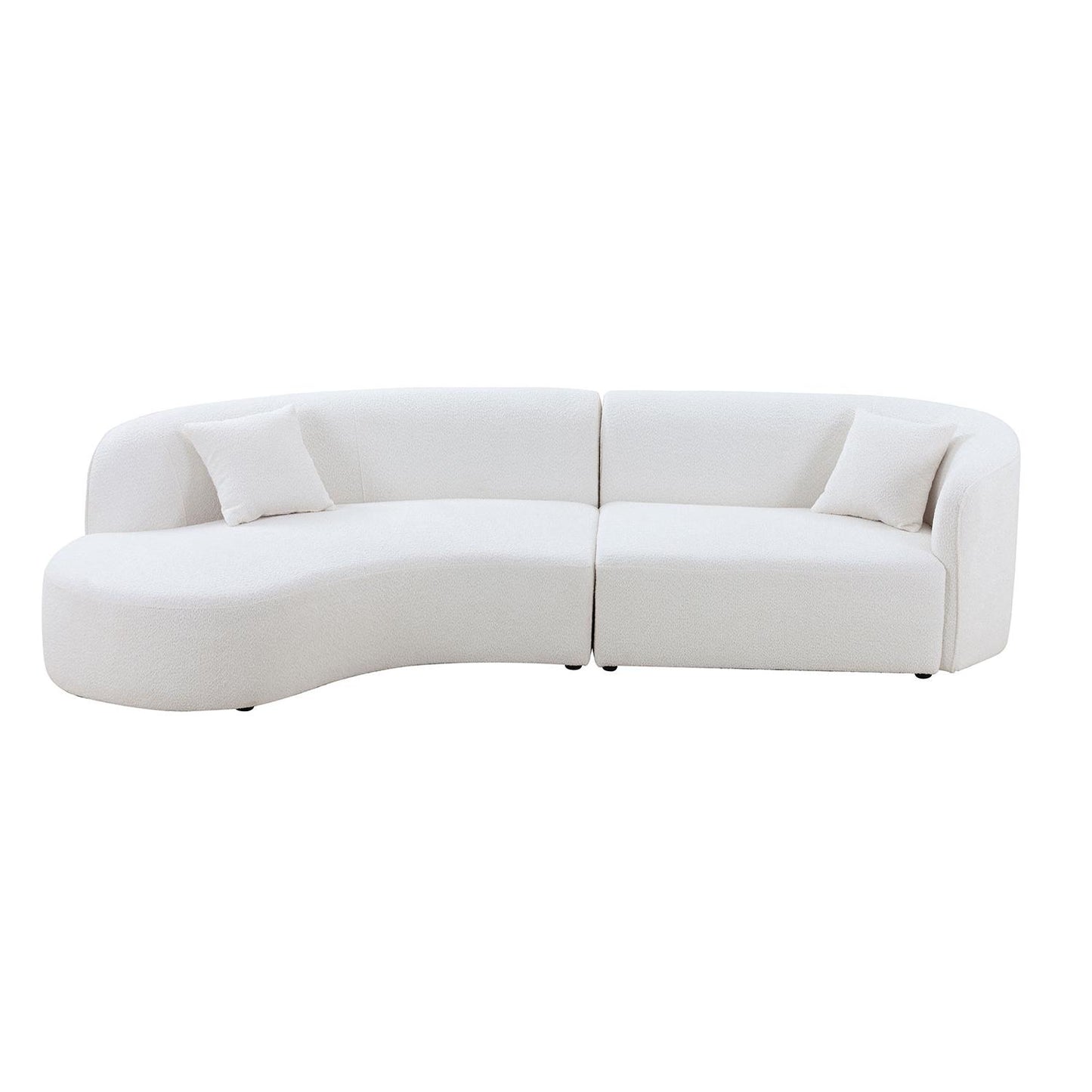 Luxury Modern Style Living Room Upholstery Curved Sofa With Chaise 2-Piece Set, Left Hand Facing Sectional, Boucle Couch, White Same Sku W876S00303