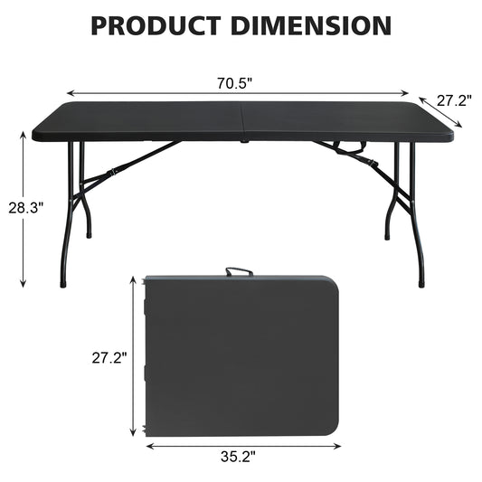 6ft Black Multi-functional Outdoor Folding Leisure Picnic Game Party Table