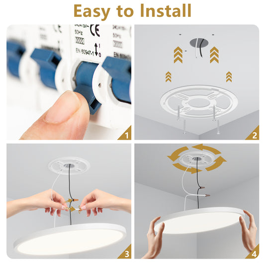 6PK 12 In. LED Flush Mount Ceiling Light Fixture - 2880 Lumens, 5 CCT 2700K-500K-40000K-5000K-6500K, Round Color Selectable Panel Light, Dimmable, Suitable For Bathroom Or Shower