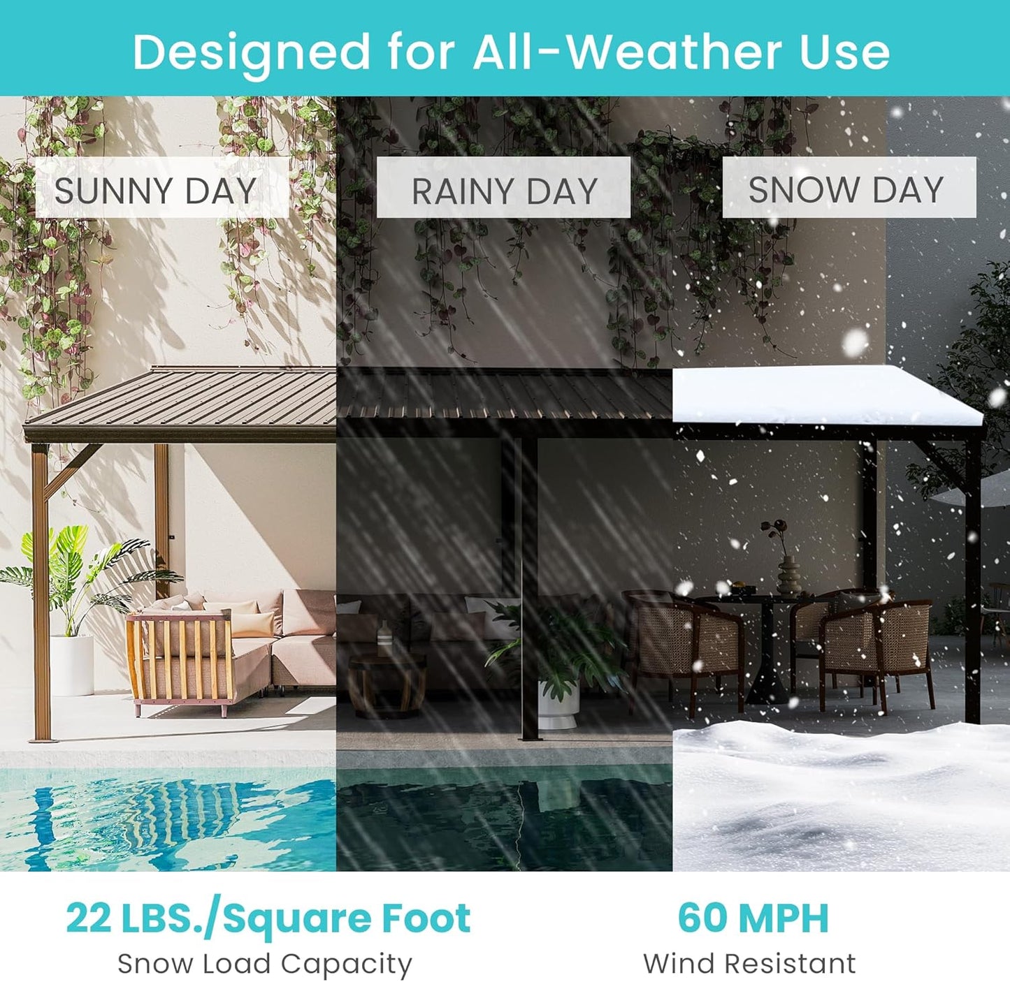12x20FT Lean To Gazebo, Outdoor Hardtop Wall Mounted Gazebo With Sloping Galvanized Steel Roof, Upgraded Heavy Duty Mounted Shelter With Drainage System For Deck, Porch, Backyard,Brown