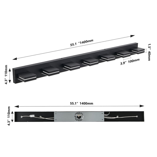 Modern Black LED Vanity Light, 7-Lights Wall Sconce For Bathroom And Mirror, Sleek Minimalist Design, Energy-Efficient, Easy To Install