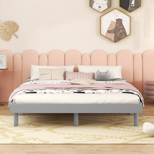 Modern Design Full Floating Platform Bed Frame For Grey Color