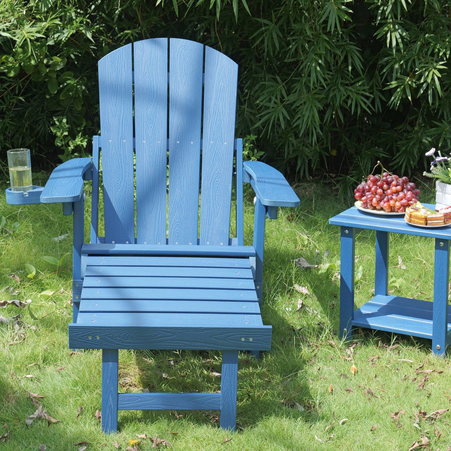 Outdoor Adjustable Lounge Chair With Cup HolderFor Patio Relaxation & Garden Leisure Gatherings,HIPS Material