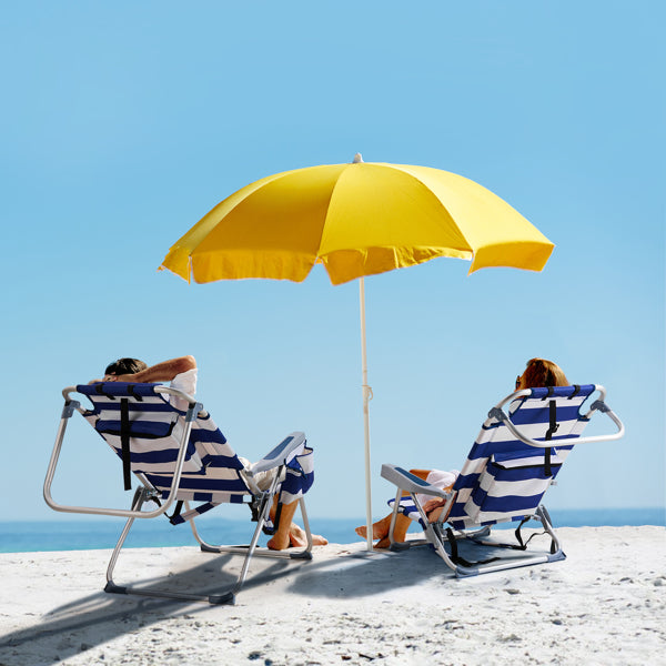 63x70x99cm Heightened Oxford Cloth Silver White Aluminum Tube Bearing Beach Chair Blue Stripes