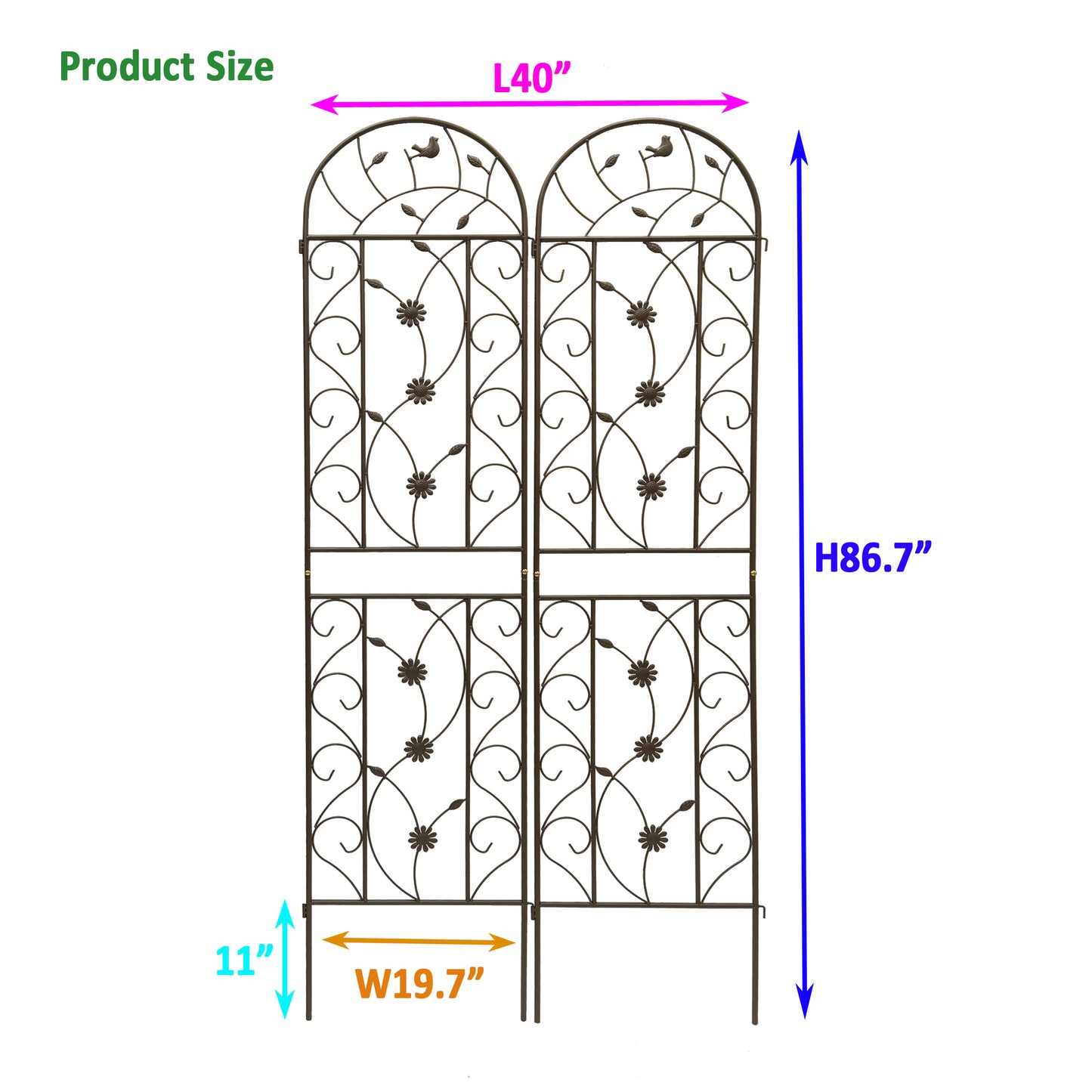 2 Pack Metal Garden Trellis 86.7 X 19.7 Rustproof Trellis For Climbing Plants Outdoor Flower Support Brown