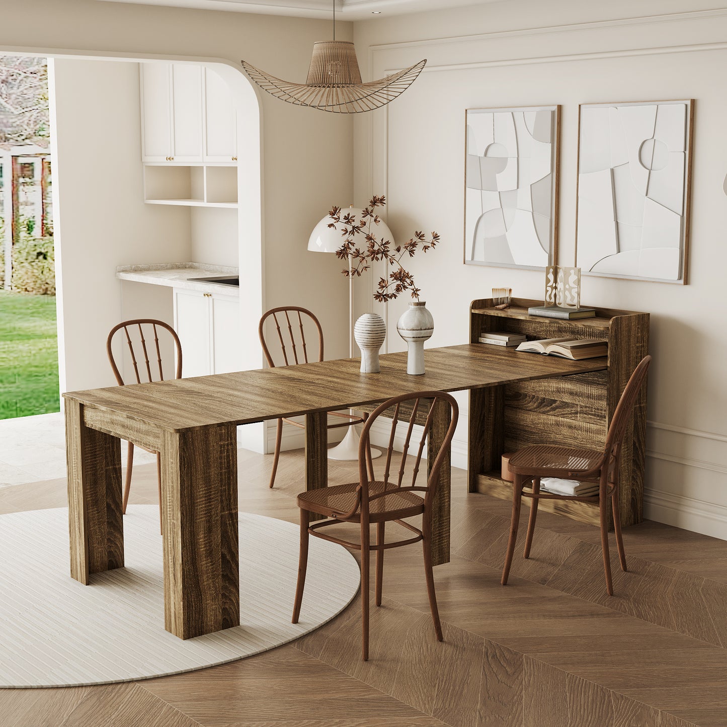 Modern Extendable Dining Table With Storage