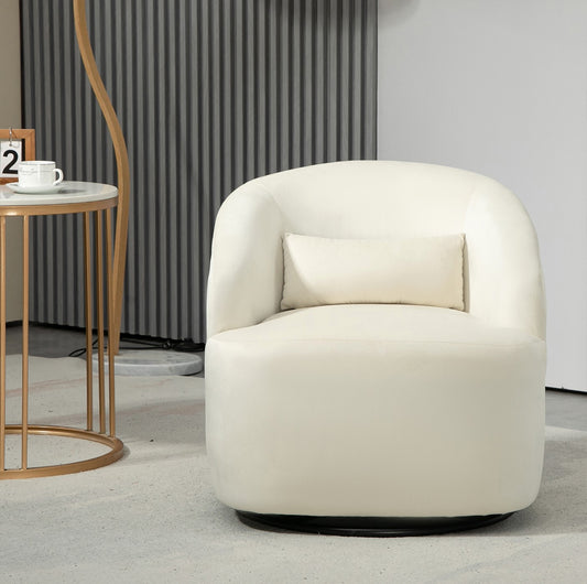 366 Degree Swivel Barrel Accent Chair, Velvet Upholstered Curved Armchair, Fully Assembled Contemporary Leisure Chair For Living Room Bedroom Office