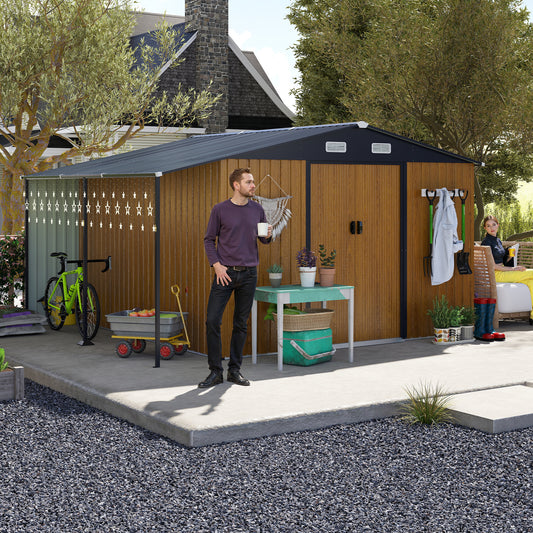 10x12 Ft Outdoor Storage Shed, Extra Large Metal Shed With Lockable Doors, Windows, Outside Steel Tiny House Ideal For Garden, Backyard, Patio Utility, Tool Storage, Chicken Coops